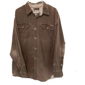 Columbia Brown distressed jean shirt XL